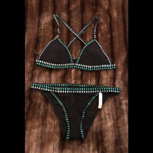 Victoria Secret Turquoise Crochet Trim Bikini